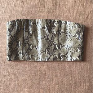 Faux snake skin print crop tube top